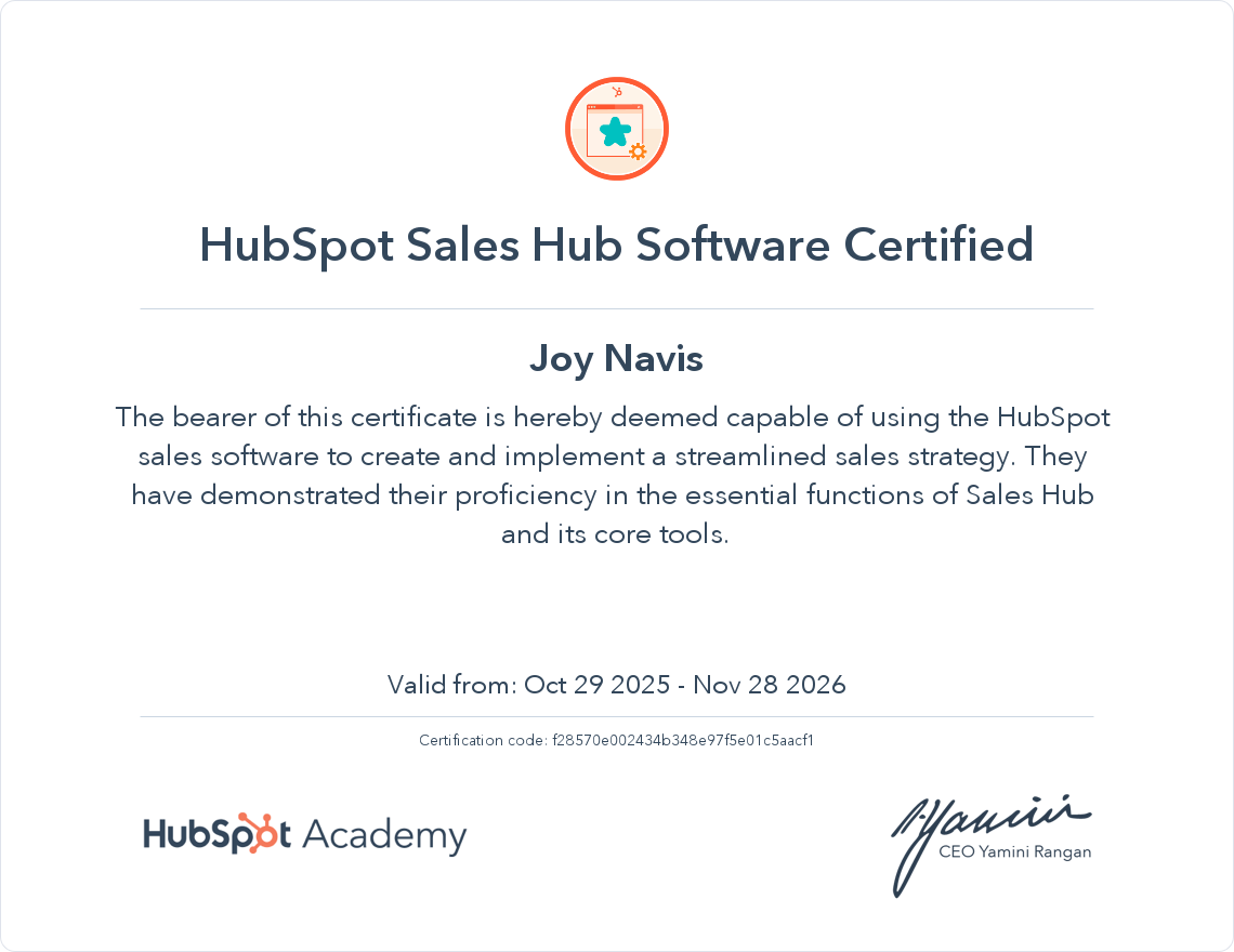 Hubspot Sales Software Certified